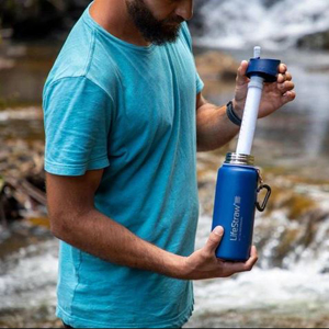 Nueva cantimplora con filtro de agua LifeStraw Go, en acero inoxidable